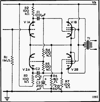 Esquema amplificador push pull ECL80